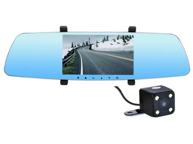Camera Auto Oglinda iUni Dash 830, Dual Cam, Touchscreen 5 inch, Full HD, Night Vision, G Senzor, Un
